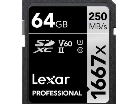 Lexar Professional 1667x 64GB SDXC UHS-II Memory Card, 250MB s Read, 120MB s Write For Sale