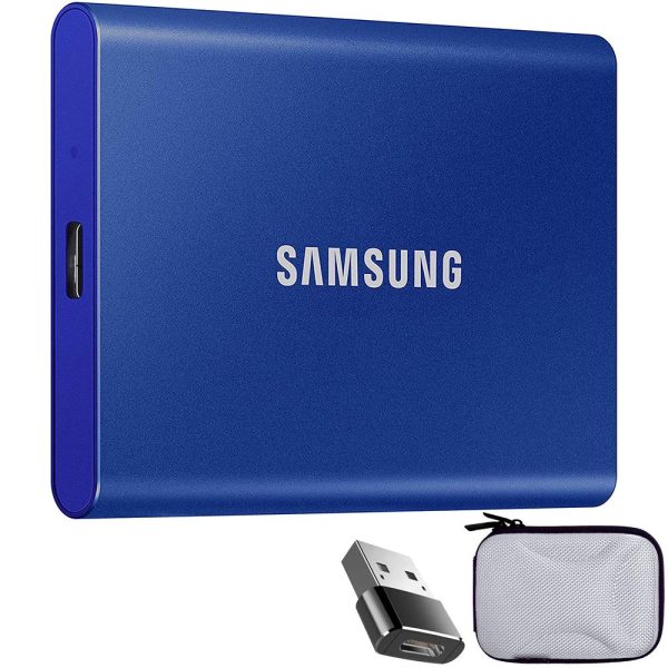 Samsung MU-PC1T0H T7 1TB Portable SSD, USB 3.2 Gen2 + Converter Adapter + Case Sale