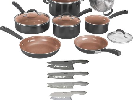 Cuisinart 54CCP-11BK 11pc Ceramica XT Non-Stick Cookware Set w  Cuisinart 12pc Knife Set Sale