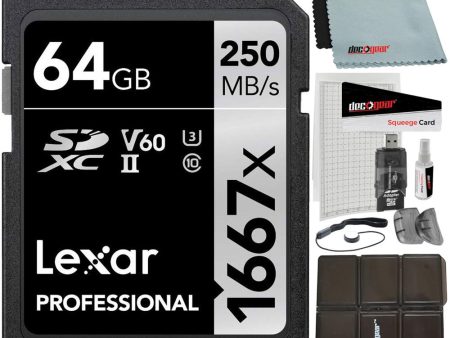 Lexar Professional SDHC   SDXC 1667x UHS-II 64GB Memory Card + Accessory Bundle Online