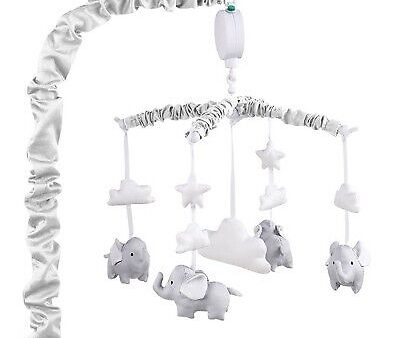 Grey Digital Musical Mobile With Elephants, Clouds and Stars by The Peanutshell on Sale