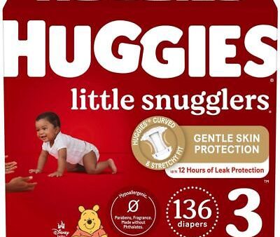 Huggies Little Snugglers Hypoallergenic and Latex-Free Diapers, Size 3, 136 Count Cheap